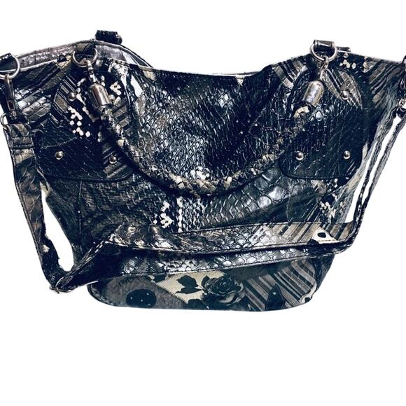 BRACIANO VINTAGE HANDBAG FAUX RATTLESNAKE SILVER - Picture 2 of 9